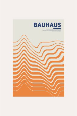 Orta Çağ Modern Bauhaus Duvar Sanatı. Bauhaus Dalga Yazdırma Sergisi Posteri.