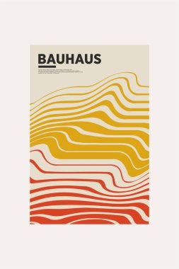 Orta Çağ Modern Bauhaus Duvar Sanatı. Bauhaus Dalga Yazdırma Sergisi Posteri.