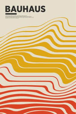 Orta Çağ Modern Bauhaus Duvar Sanatı. Bauhaus Dalga Yazdırma Sergisi Posteri.