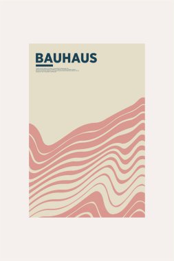 Orta Çağ Modern Bauhaus Duvar Sanatı. Bauhaus Dalga Yazdırma Sergisi Posteri.