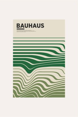 Orta Çağ Modern Bauhaus Duvar Sanatı. Bauhaus Dalga Yazdırma Sergisi Posteri.