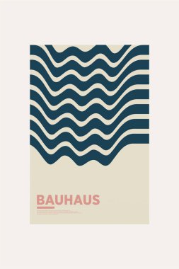 Orta Çağ Modern Bauhaus Duvar Sanatı. Bauhaus Dalga Yazdırma Sergisi Posteri.