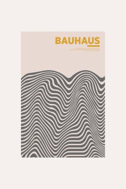 Orta Çağ Modern Bauhaus Duvar Sanatı. Bauhaus Dalga Yazdırma Sergisi Posteri.