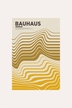 Orta Çağ Modern Bauhaus Duvar Sanatı. Bauhaus Dalga Yazdırma Sergisi Posteri.
