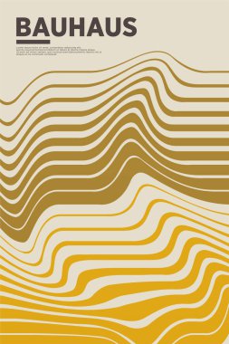 Orta Çağ Modern Bauhaus Duvar Sanatı. Bauhaus Dalga Yazdırma Sergisi Posteri.