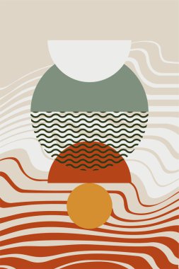 Boho Bauhaus duvar dekorasyonu. Soyut boho duvar dekoru çizimi