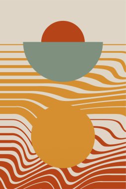 Boho Bauhaus duvar dekorasyonu. Soyut boho duvar dekoru çizimi