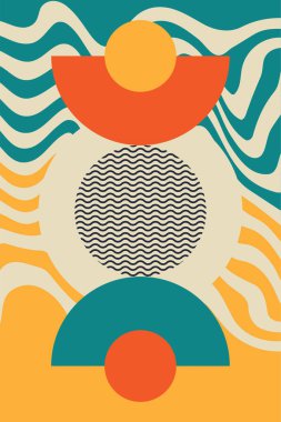 Boho Bauhaus duvar dekorasyonu. Soyut boho duvar dekoru çizimi