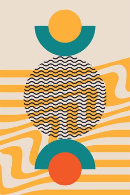 Boho Bauhaus duvar dekorasyonu. Soyut boho duvar dekoru çizimi