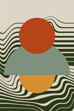 Boho Bauhaus duvar dekorasyonu. Soyut boho duvar dekoru çizimi