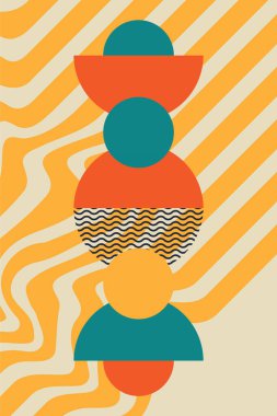 Boho Bauhaus duvar dekorasyonu. Soyut boho duvar dekoru çizimi