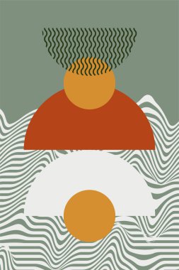 Boho Bauhaus duvar dekorasyonu. Soyut boho duvar dekoru çizimi