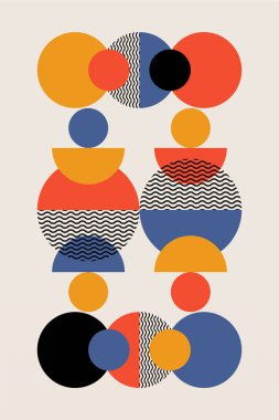 Soyut Bauhaus duvar dekorasyonu. Soyut bej bauhaus duvar dekoru çizimi