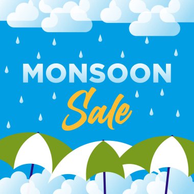 Muson satışı bayrak şablonu sunar. Muson satışı afişi illüstrasyon arka planı