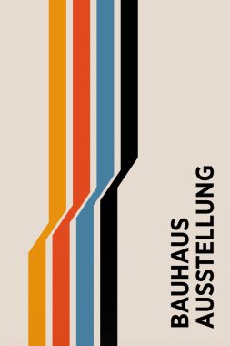 Bauhaus tarzı minimalist bir poster sanat tasarımı. Bauhaus tasarımı basit şekil, çizgi, temel şekil, düz renk