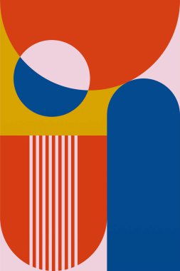 Duvar Sanatı Orta Çağ Şık Geometrik Soyut Şekil Resimleri. Pop Art Dekoratif Boho Renkli Arkaplan