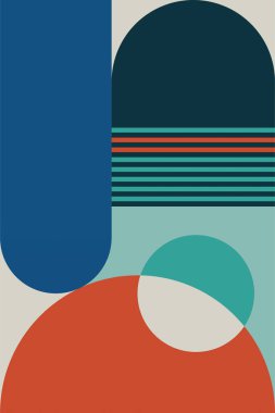 Duvar Sanatı Orta Çağ Şık Geometrik Soyut Şekil Resimleri. Pop Art Dekoratif Boho Renkli Arkaplan