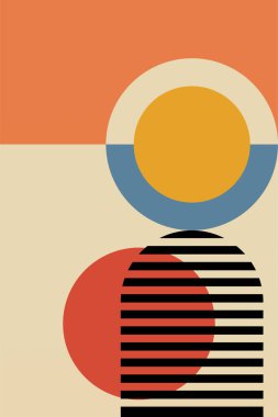 Duvar Sanatı Orta Çağ Şık Geometrik Soyut Şekil Resimleri. Pop Art Dekoratif Boho Renkli Arkaplan