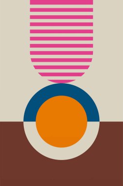 Duvar Sanatı Orta Çağ Şık Geometrik Soyut Şekil Resimleri. Pop Art Dekoratif Boho Renkli Arkaplan