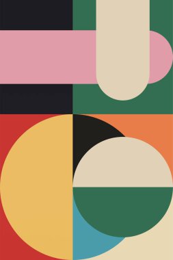 Duvar Sanatı Orta Çağ Şık Geometrik Soyut Şekil Resimleri. Pop Art Dekoratif Boho Renkli Arkaplan