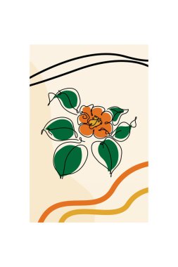 Soyut organik şekiller üzerinde el çizimi sanat çiçeklerinin yer aldığı modern boho çiçekleri.