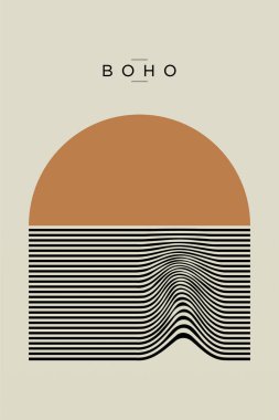 Soyut Dalgalı Çizgiler Boho Duvar Sanat Dekoru. Yazdırılabilir Boho Duvar Sanatı Posteri