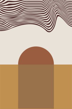 Boho Minimalist Soyut Dalga Çizgisi Ar