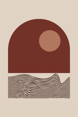 Boho Minimalist Soyut Dalga Çizgisi Ar