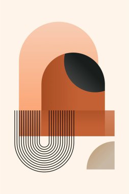 Modern Bauhaus Posteri. Toprak Tonu Sanat Yazıcısı. Yatak odası için duvar sanatı dekoru, oturma odası, soyut sanat, minimalist sanat, basılabilir sanat, dijital baskılar.