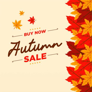 Sabit sonbahar satış arka plan şablonu. Sonbahar indirimi illüstrasyonu 