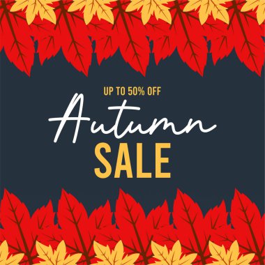 Sabit sonbahar satış arka plan şablonu. Sonbahar indirimi illüstrasyonu 