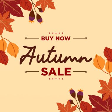 Sabit sonbahar satış arka plan şablonu. Sonbahar indirimi illüstrasyonu 
