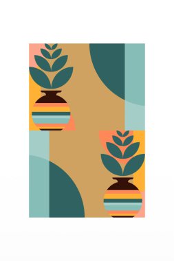 Yüzyılın ortası boho duvar dekorasyonu posteri. Bohem Bauhaus Duvar Sanat Dekorasyonu