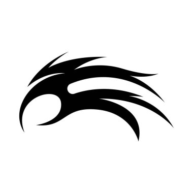 Cesur, siyah simetrik şekiller ve keskin soyut eğriler içeren modern neo kabile dövme tasarımı