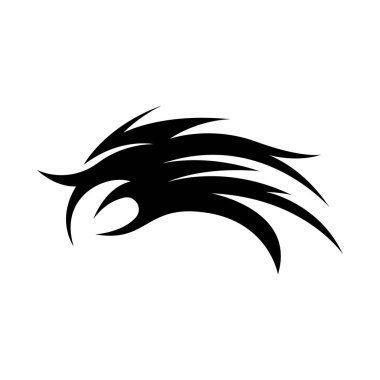 Cesur, siyah simetrik şekiller ve keskin soyut eğriler içeren modern neo kabile dövme tasarımı