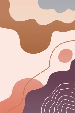 Boho Earth Tone Doğa Duvarı Sanatı. Yaprakları, tepeleri ve toprak tonlarıyla minimalist boho duvar sanatı.