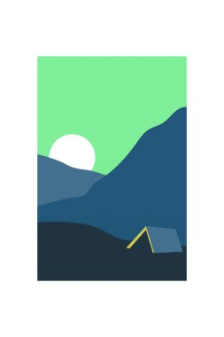 Minimalist günbatımı kum manzarası dağ duvarı sanatı. Düz minimalist dağ sanatı, günbatımı, okyanus, yumuşak toprak renk düzeni