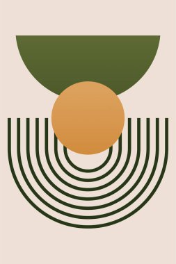 Duvar dekorasyonu için modern soyut boho şekilleri. Minimalist Boho Geometrik Duvar Sanatı