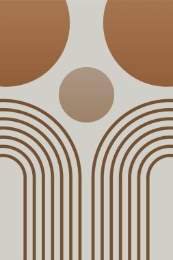 Duvar dekorasyonu için modern soyut boho şekilleri. Minimalist Boho Geometrik Duvar Sanatı