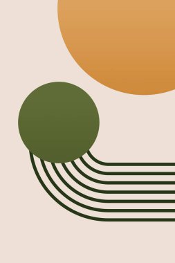 Duvar dekorasyonu için modern soyut boho şekilleri. Minimalist Boho Geometrik Duvar Sanatı