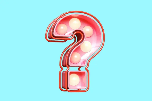 Light Bulb Marquee Shape Question Mark Pink High Quality Rendering — Stock Photo, Image