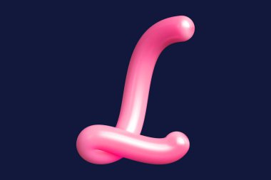 3 boyutlu birleştirilmiş yazı tipi L harfini pembeye dönüştür. Baskılar, sanat eserleri, ruh hali panoları ve internet reklamları için uygun grafiksel kaynak. Yüksek kalite 3D illüstrasyon.