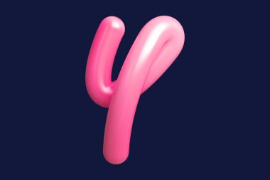 3 boyutlu kıvırcık harfli Y harfi pembe. Baskılar, sanat eserleri, ruh hali panoları ve internet reklamları için uygun grafiksel kaynak. Yüksek kalite 3B görüntüleme.