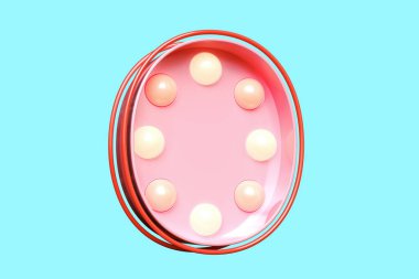 Pembe ve yumuşak sarı ile 0 numaralı ampul tabela yazı tipi. Yüksek kalite 3B görüntüleme.