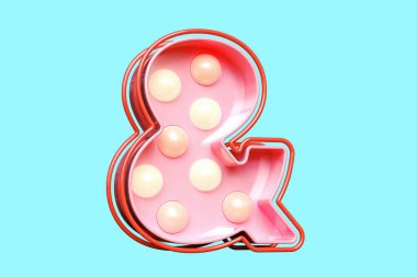 Ampul amfi amper ve sembol tasarımı pembeyle. Yüksek kalite 3B görüntüleme