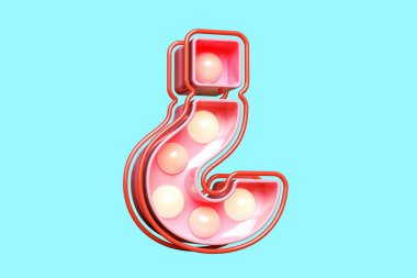 Sorgulama işareti şeklinde bir ampul tabelası. Yüksek kalite 3B görüntüleme