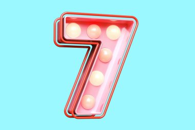 Kaliteli 3 boyutlu ampul dizisi, 7 numaralı pembe ve sıcak ışıkları var. Yüksek kalite 3B görüntüleme