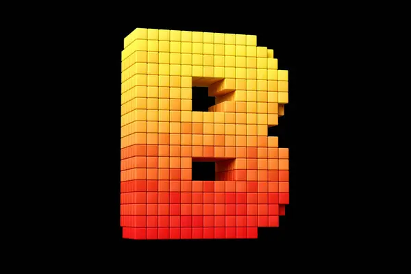 Bit Yazı Tipi Pikseli Resim Tarzı Harfi Sarı Turuncu Yüksek — Stok fotoğraf