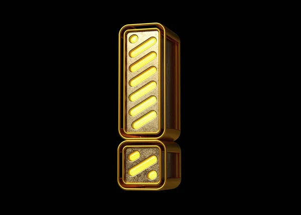 Altın Retro Neon Yazı Tipi Ünlem Işareti Başlıklar Reklam Başlıkları — Stok fotoğraf