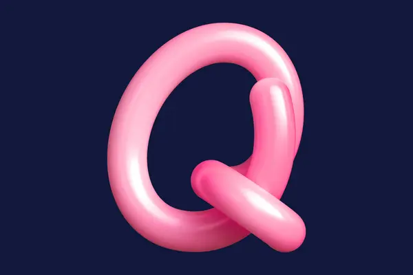 ピンクの文字Qを手書きする プリント アートワーク ムードボード Web広告に適したグラフィックリソース 高品質の3Dレンダリング — ストック写真